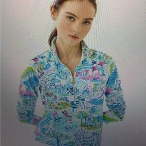 Lilly Pulitzer, skipper popover, NWTs Nantucket Graphic Quarter-Zip Pullover sm